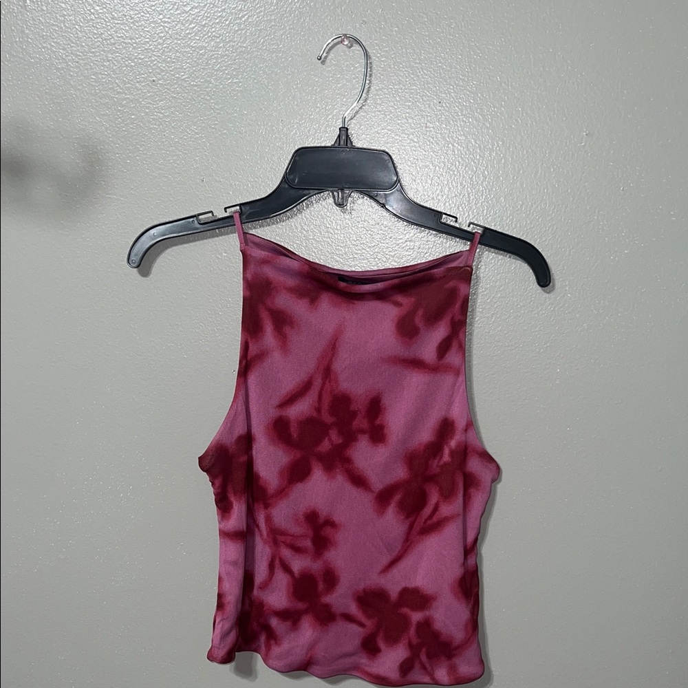 Wild Fable Maroon and Pink Tie-Dye Tank Top